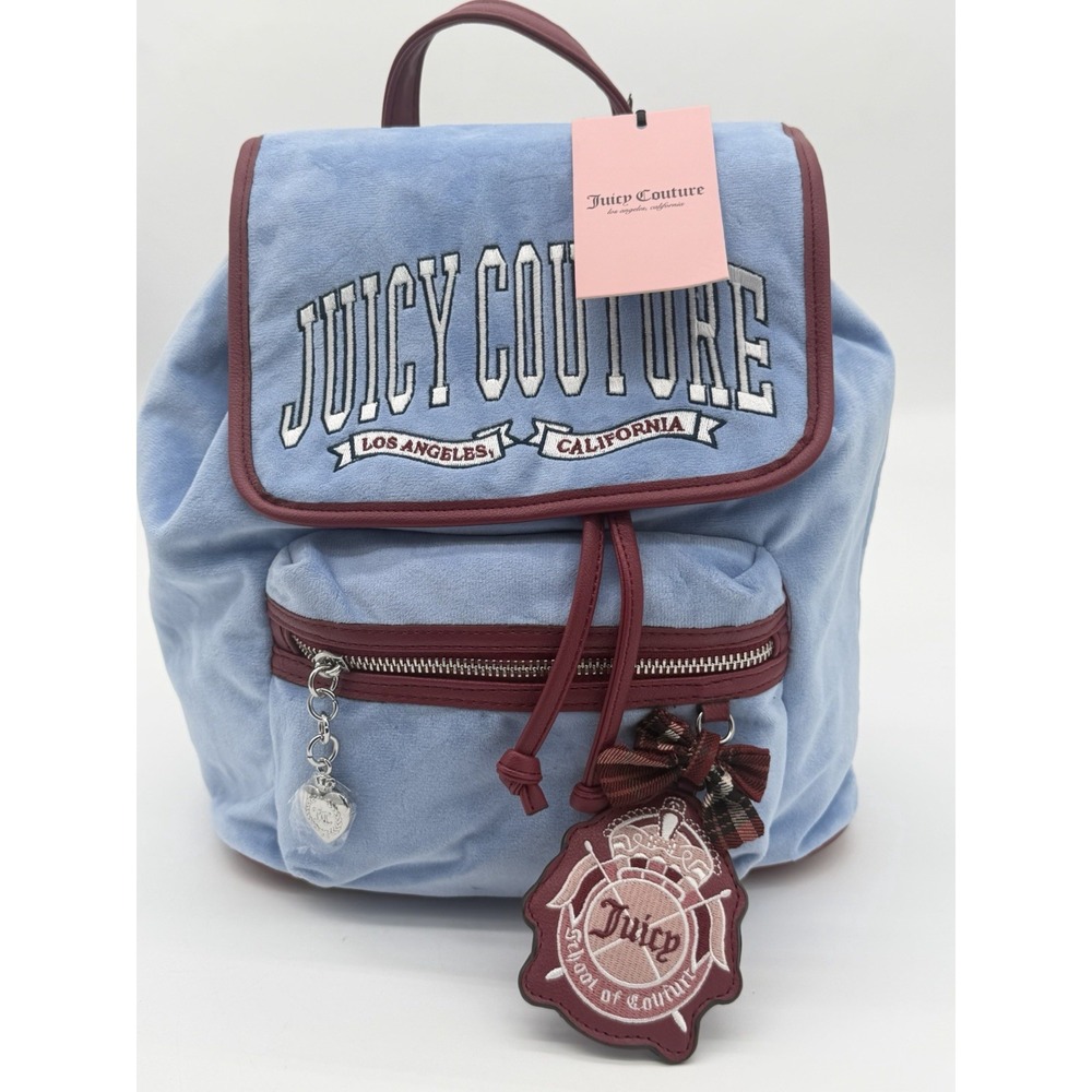 ($89 MSRP) Juicy Couture University Backpack Bel Air Blue Velour Y2K 11JCEE5JC